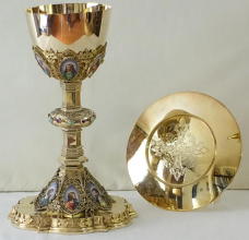 Solid silver gilt antique Gothic Chalice.